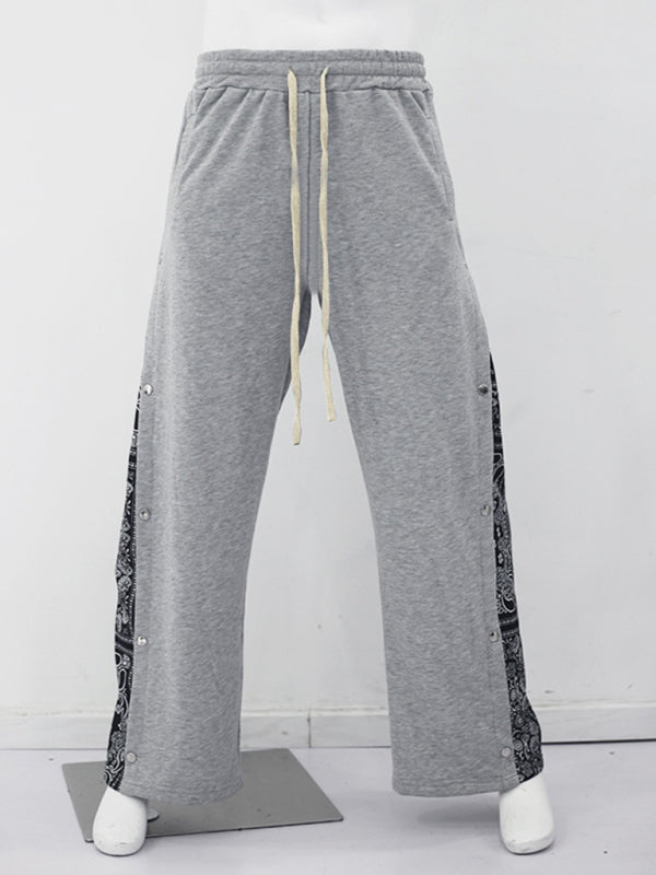 New men's high street multi-line hip-hop breasted sports cashew flower wide-leg casual trousers Shello's Creative Boutique