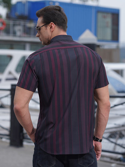 New plus size men's striped short-sleeved shirt Shello Creative Boutique