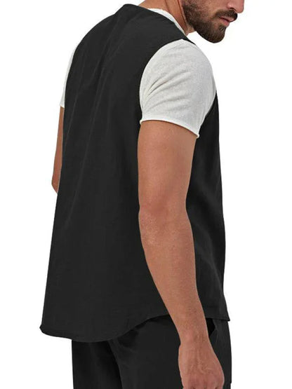 Men's two-piece vest shorts casual sleeveless cardigan suit - Shello's Creative Boutique