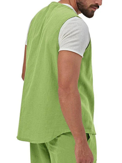 Men's two-piece vest shorts casual sleeveless cardigan suit - Shello's Creative Boutique