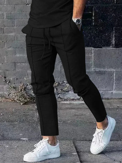 Men's Two-Piece Casual Sports Suit – Crewneck Long Sleeve T-Shirt & Trousers - Shello's Creative Boutique