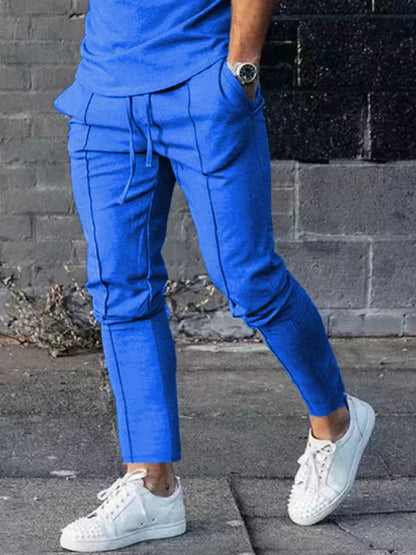 Men's Two-Piece Casual Sports Suit – Crewneck Long Sleeve T-Shirt & Trousers - Shello's Creative Boutique