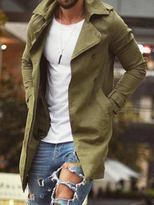 Men's coat mid-length slim fit large size windbreaker casual jacket Shello's Creative Boutique
