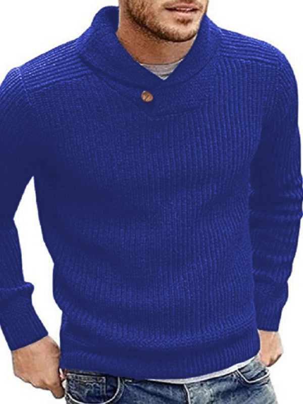 Men's Sweater Lapel Button Pullover Sweater Shello's Creative Boutique