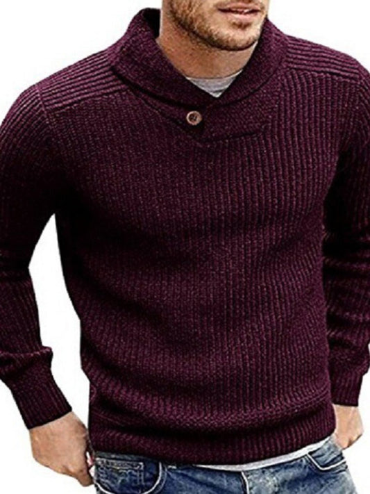 Men's Sweater Lapel Button Pullover Sweater Shello's Creative Boutique