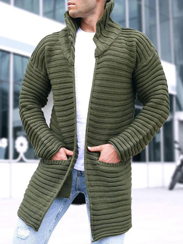 Men's turtleneck long sleeve knitted sweater cardigan - Shello's Creative Boutique