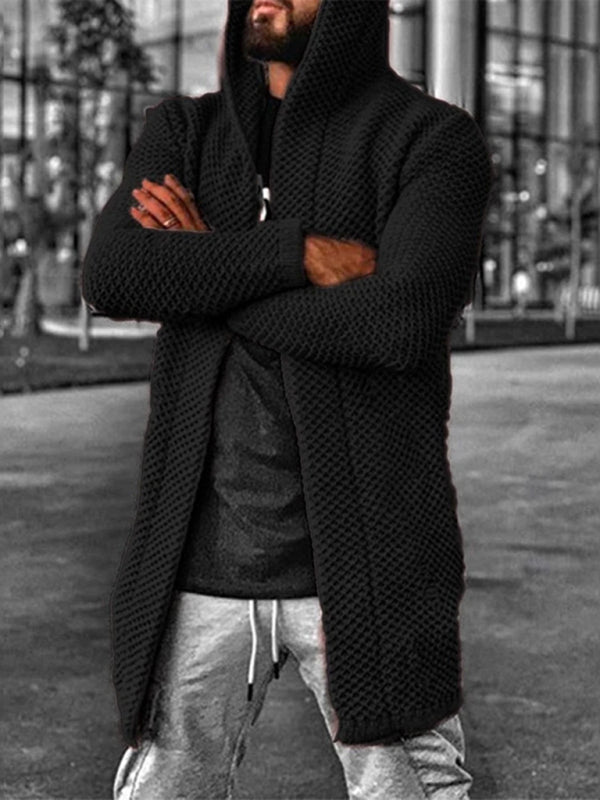 Men's hooded long sleeve knitted sweater cardigan Shello Creative Boutique