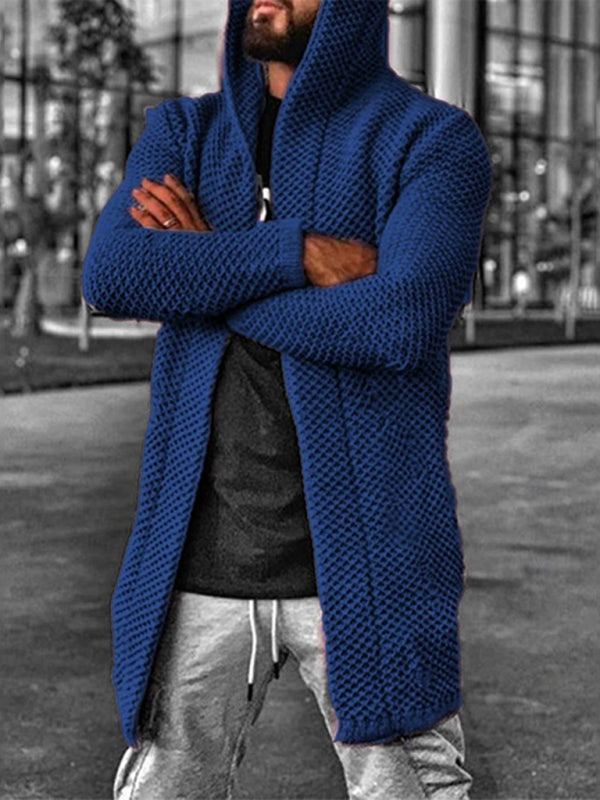 Men's hooded long sleeve knitted sweater cardigan Shello Creative Boutique