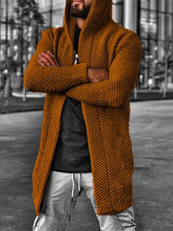 Men's hooded long sleeve knitted sweater cardigan Shello Creative Boutique