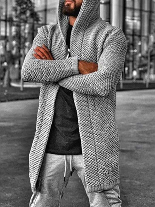 Men's hooded long sleeve knitted sweater cardigan Shello Creative Boutique