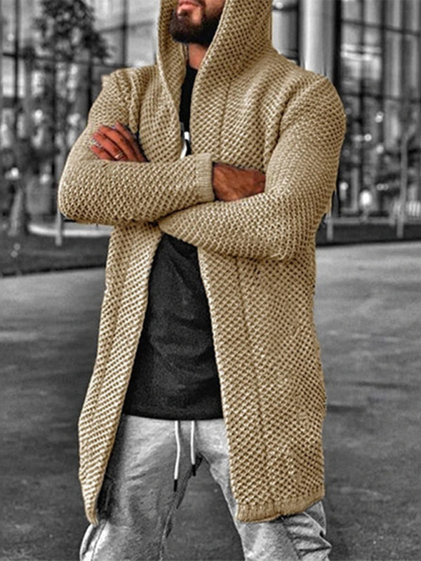 Men's hooded long sleeve knitted sweater cardigan Shello Creative Boutique
