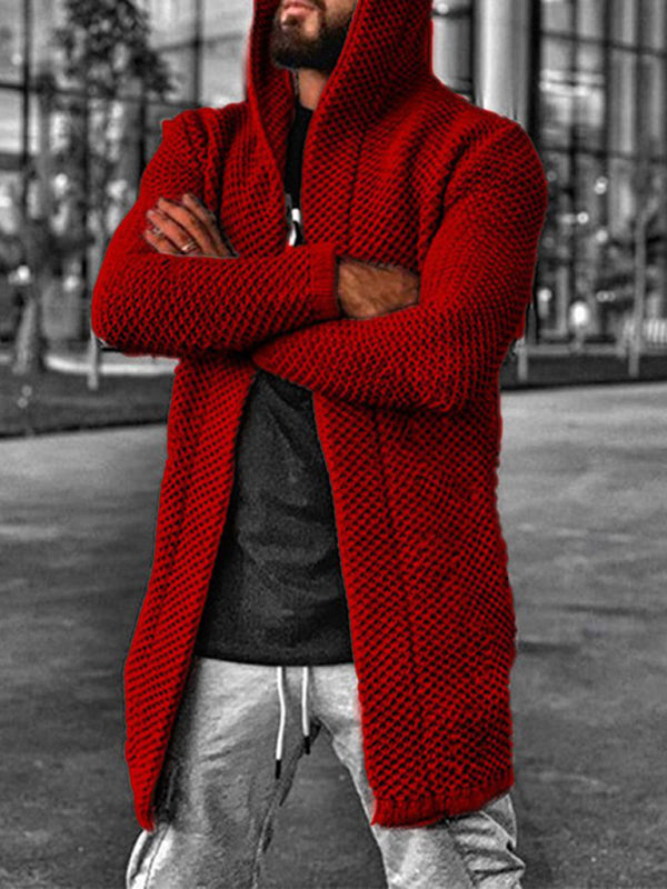 Men's hooded long sleeve knitted sweater cardigan Shello Creative Boutique