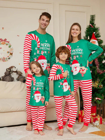 Family Christmas Pajamas Set - Matching Santa Print PJs for Dad & Kids - Shello's Creative Boutique