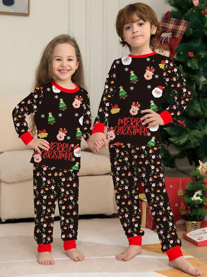 New Santa Claus printed long-sleeved home wear pajamas parent-child set (dad style) - Shello's Creative Boutique