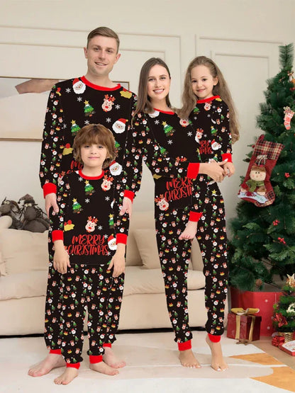 New Santa Claus printed long-sleeved home wear pajamas parent-child set (dad style) - Shello's Creative Boutique