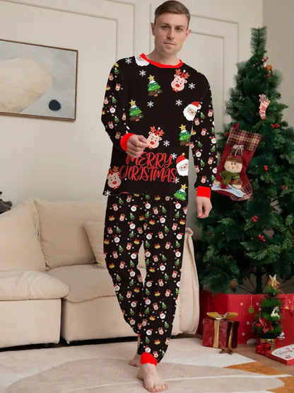 New Santa Claus printed long-sleeved home wear pajamas parent-child set (dad style) - Shello's Creative Boutique