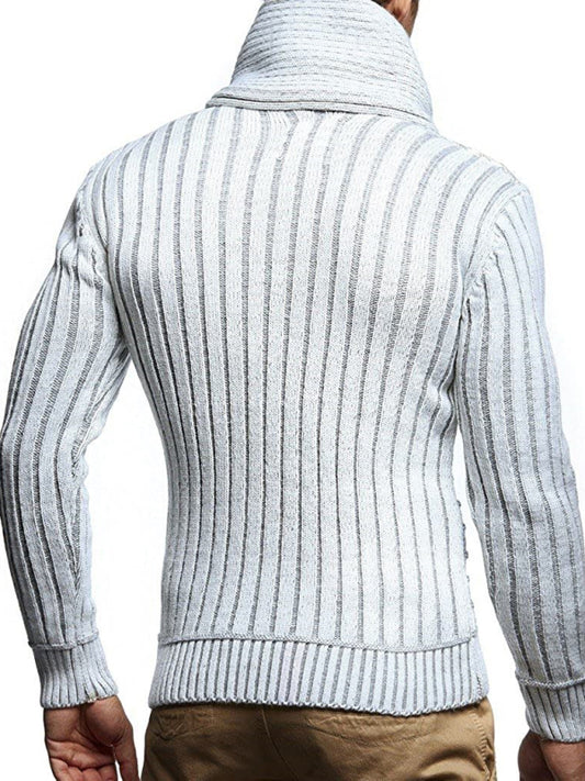 Fashionable men's leather buttoned sweater pullover turtleneck loose coat Shello's Creative Boutique