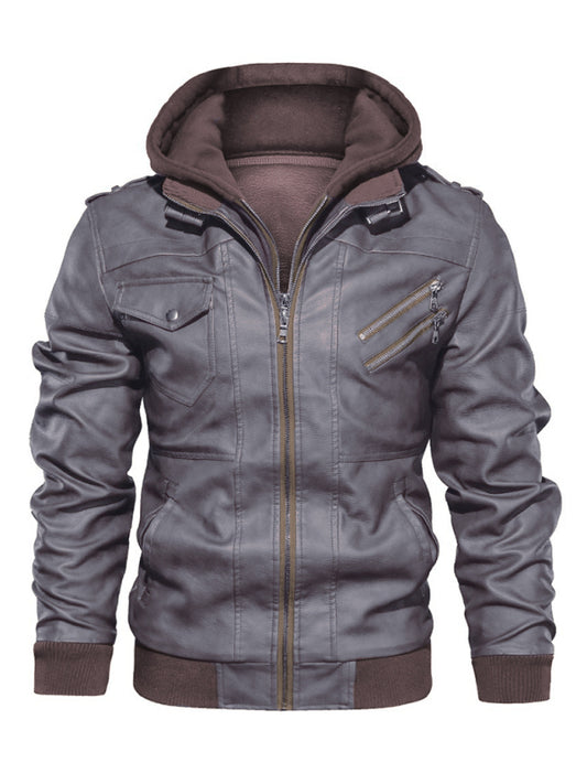 Men's Motorcycle Leather Jacket Men's Zipper PU Jacket Shello's Creative Boutique