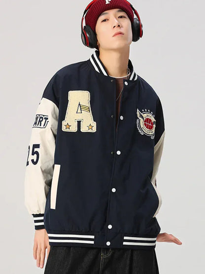 Men's Embroidered Appliqué Bomber Button Jacket - Shello's Creative Boutique