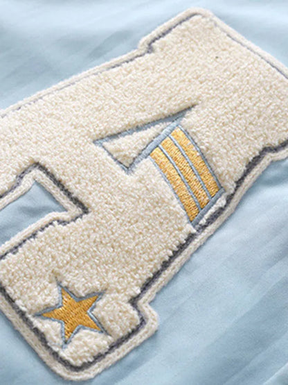 Men's Embroidered Appliqué Bomber Button Jacket - Shello's Creative Boutique