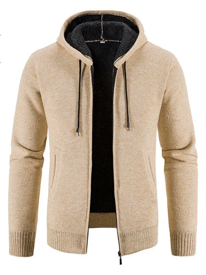 Men's casual knitted hooded zipper jacket - Shello's Creative Boutique