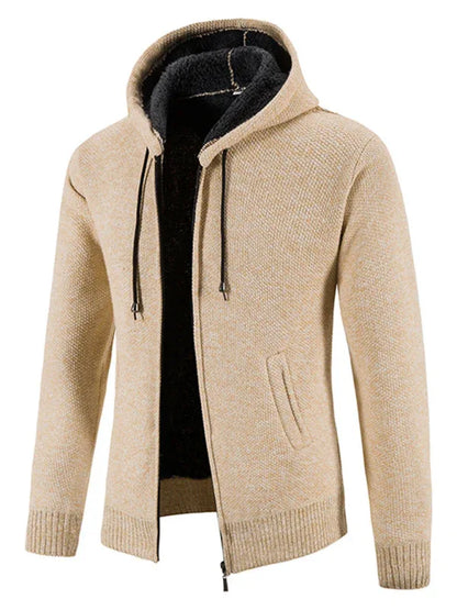 Men's casual knitted hooded zipper jacket - Shello's Creative Boutique
