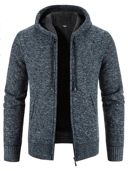 Men's casual knitted hooded zipper jacket - Shello's Creative Boutique