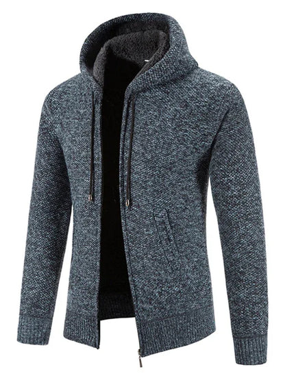 Men's casual knitted hooded zipper jacket - Shello's Creative Boutique