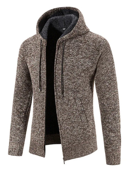 Men's casual knitted hooded zipper jacket - Shello's Creative Boutique