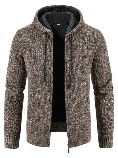 Men's casual knitted hooded zipper jacket - Shello's Creative Boutique