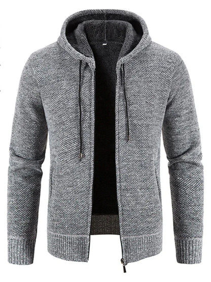 Men's casual knitted hooded zipper jacket - Shello's Creative Boutique