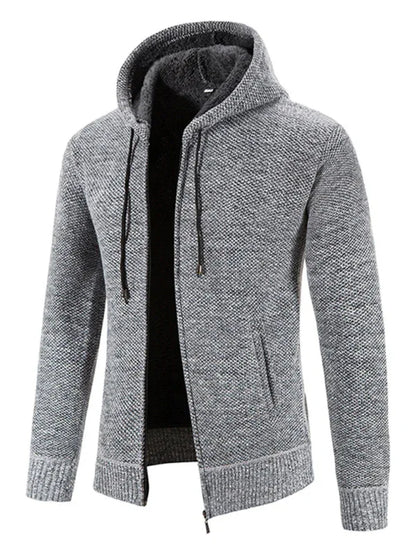 Men's casual knitted hooded zipper jacket - Shello's Creative Boutique