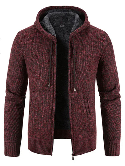 Men's casual knitted hooded zipper jacket - Shello's Creative Boutique