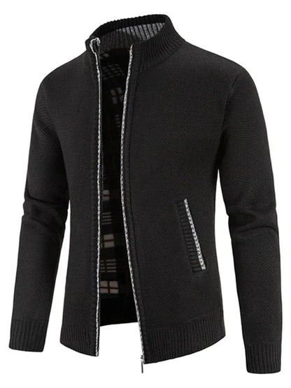 Men's casual stand collar knitted jacket - Shello's Creative Boutique