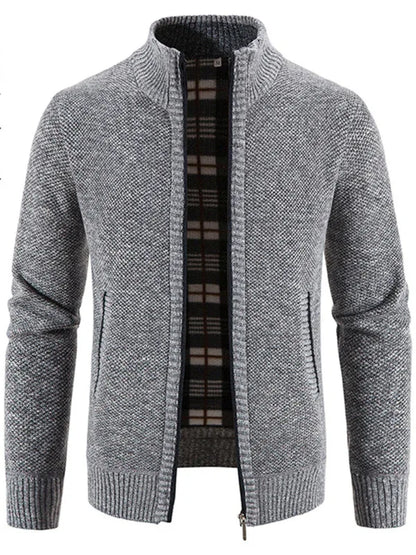 Men's casual stand collar knitted jacket - Shello's Creative Boutique