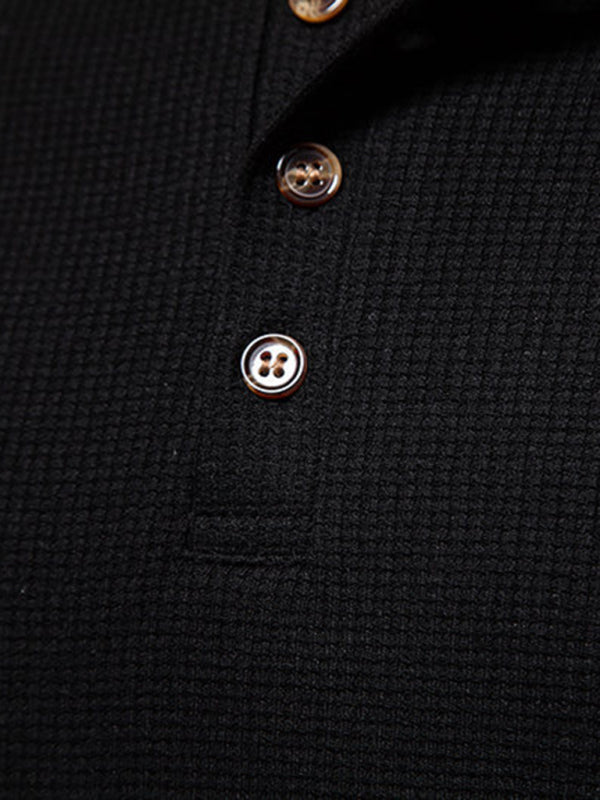 Men's Four Button Waffle Henley Neck Long Sleeve T-Shirt Shello Creative Boutique