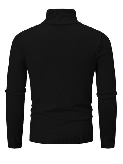 Men's casual solid color sweater half zipper pullover stand collar sweater Shello's Creative Boutique
