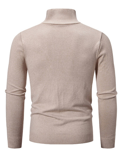 Men's casual solid color sweater half zipper pullover stand collar sweater Shello's Creative Boutique