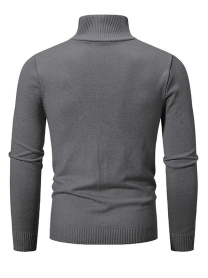 Men's casual solid color sweater half zipper pullover stand collar sweater Shello's Creative Boutique