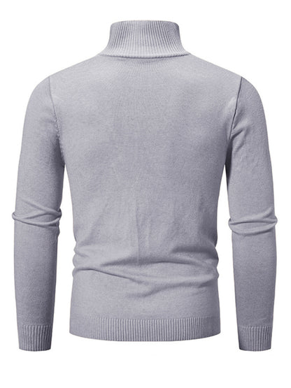 Men's casual solid color sweater half zipper pullover stand collar sweater Shello's Creative Boutique