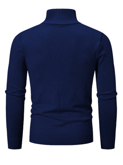 Men's casual solid color sweater half zipper pullover stand collar sweater Shello's Creative Boutique