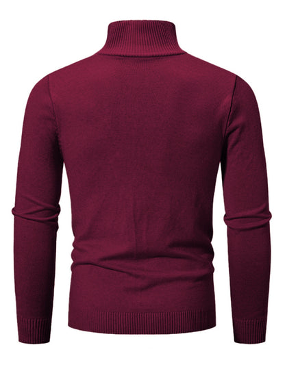 Men's casual solid color sweater half zipper pullover stand collar sweater Shello's Creative Boutique