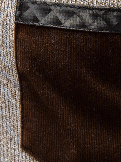 Men's stand-up collar thickened patchwork half-zip lapel sweater pullover sweater Shello's Creative Boutique