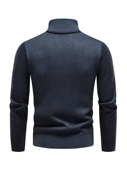 Men's stand-up collar thickened patchwork half-zip lapel sweater pullover sweater Shello's Creative Boutique