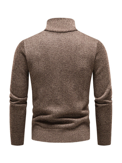 Men's stand-up collar thickened patchwork half-zip lapel sweater pullover sweater Shello's Creative Boutique