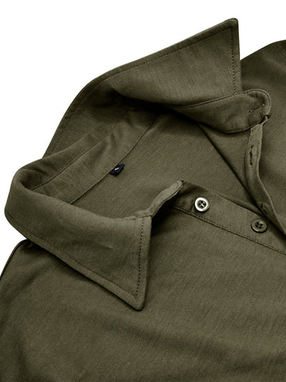 Men's Lapel Polo Solid Color Long Sleeve Polo Shirt Shello Creative Boutique