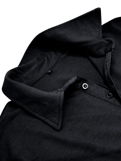 Men's Lapel Polo Solid Color Long Sleeve Polo Shirt Shello Creative Boutique