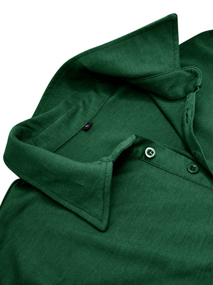 Men's Lapel Polo Solid Color Long Sleeve Polo Shirt Shello Creative Boutique