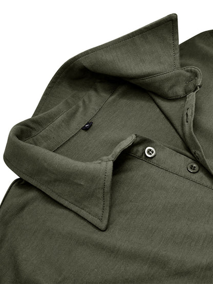 Men's Lapel Polo Solid Color Long Sleeve Polo Shirt Shello Creative Boutique