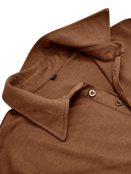 Men's Lapel Polo Solid Color Long Sleeve Polo Shirt Shello Creative Boutique